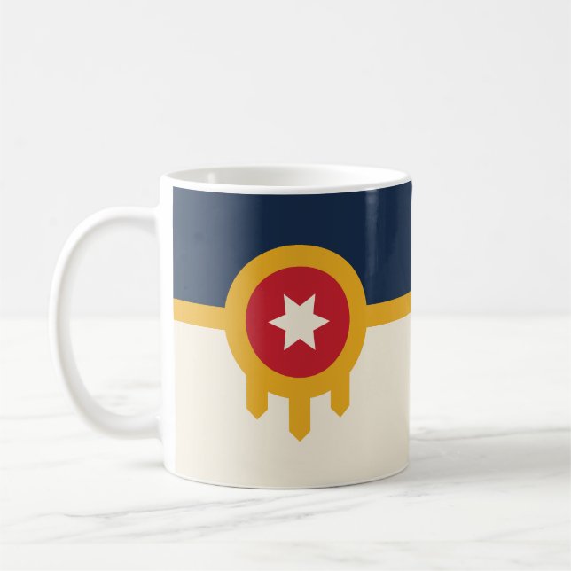 Flag of Tulsa city, Oklahoma State Kaffemugg (Vänster)