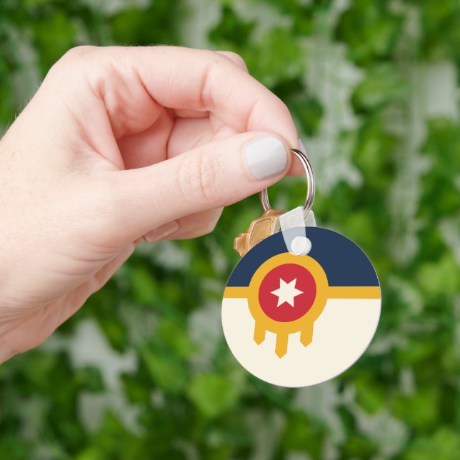 Flag of Tulsa city, Oklahoma State Nyckelring (Hand)