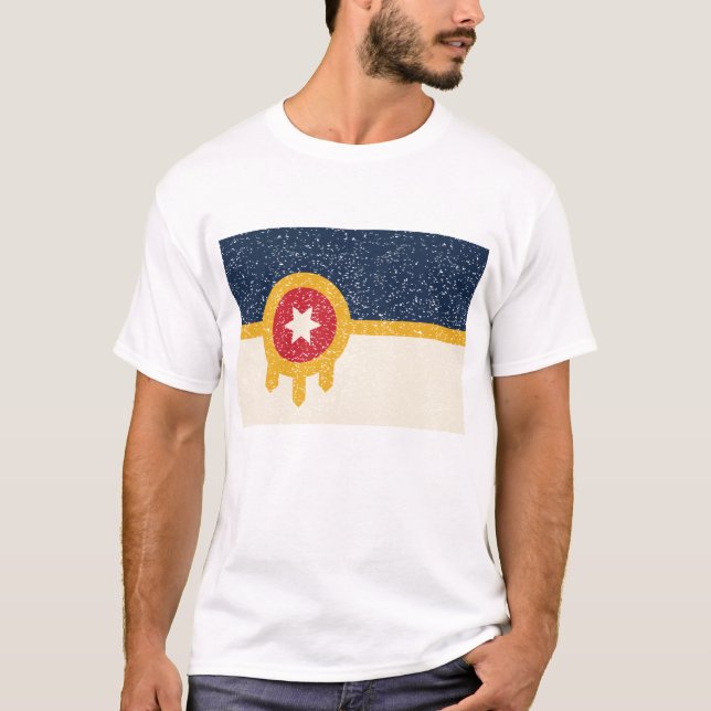 Flag of Tulsa city, Oklahoma State T Shirt (Framsida)