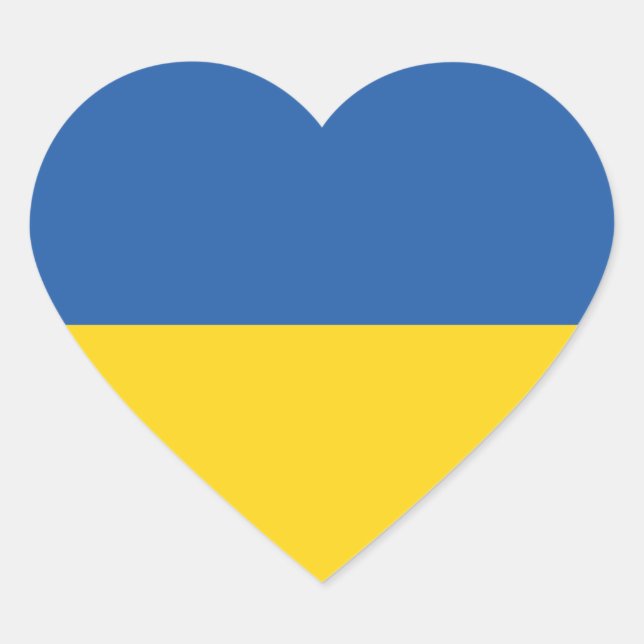 Flag of Ukraine Button Square Sticker Hjärtformat Klistermärke (Framsida)