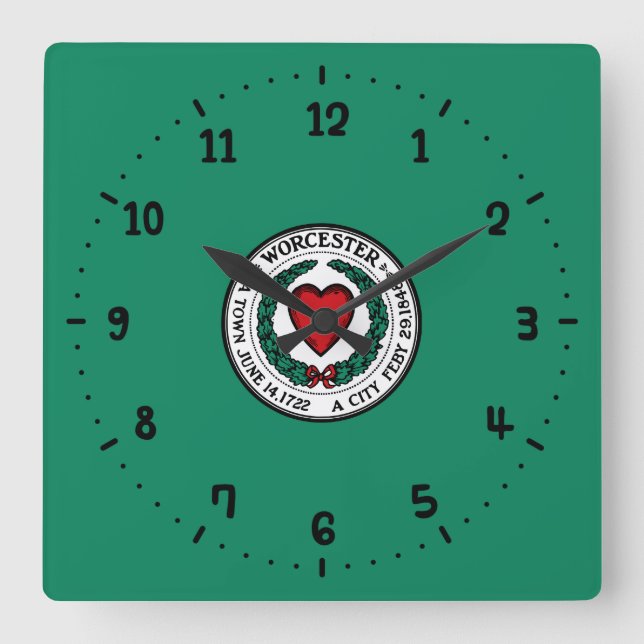 Flag of Worcester, Massachusetts Square Wall Clock Fyrkantig Klocka (Framsida)
