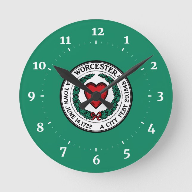 Flag of Worcester, Massachusetts Wall Clock Rund Klocka (Framsida)