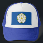 Flag of Yorkshire Headsweats Hat Keps<br><div class="desc">Hat with design with a flag of historic county of Yorkshire,  in England,  Great Britain; flag with a white rose on a blue field</div>