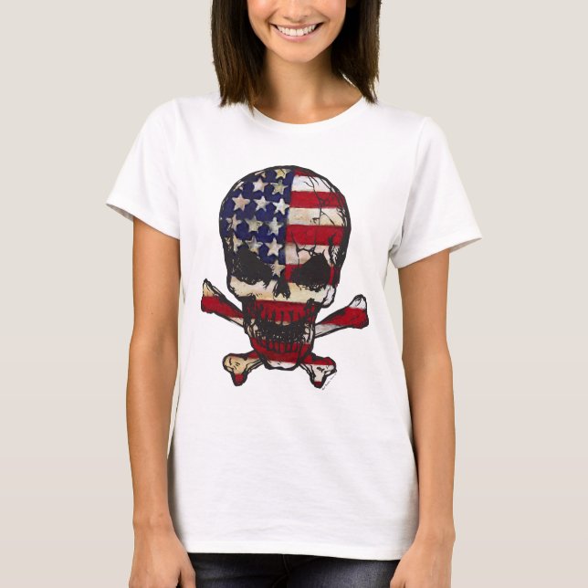 Flag-painted-Skull.png Tee Shirt (Framsida)