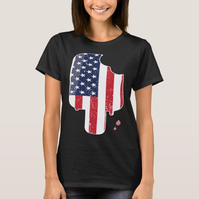Flag Popsicle Ice Pop 4th of July Patriotic Graphi T Shirt (Framsida)