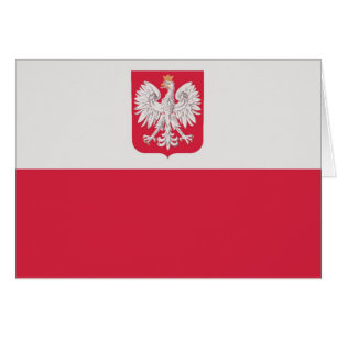 Flaga Polski z godłem - flagga av Polen Hälsningskort