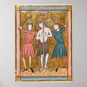 Flagellation, från "Psautier a l'Usage de Paris" Poster
