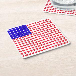 Flagg med stjärnor och hjärtan underlägg papper kvadrat