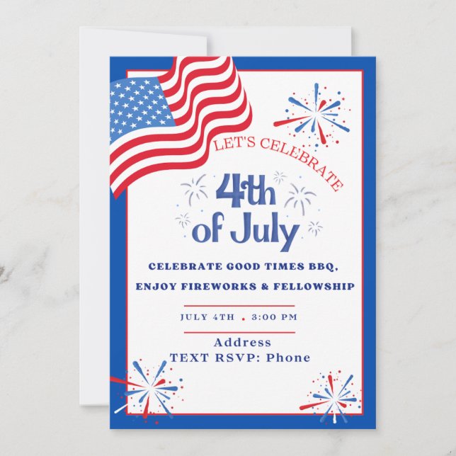 Flagg- och fyrverkeripatrullajubileumsinbjudan inbjudningar (Framsida)