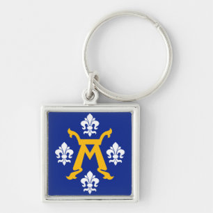 Flagga Åbo, Finland Fyrkantig Silverfärgad Nyckelring