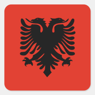 Flagga Albanien Fyrkantigt Klistermärke