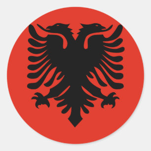 Flagga Albanien Runt Klistermärke