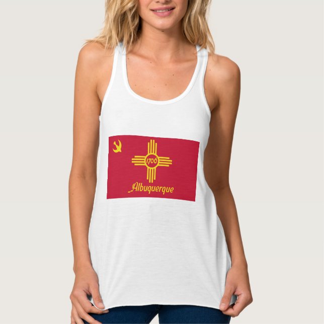 Flagga Albuquerque (New mexico) Linne Med Racerback (Framsida)