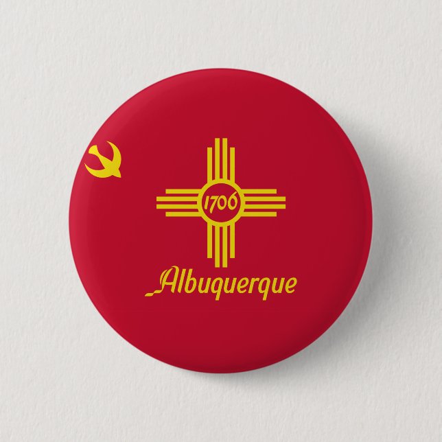 Flagga Albuquerque, New mexico Pinback Button Knapp (Framsida)