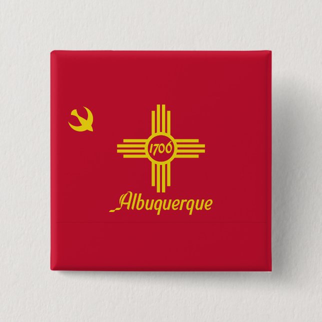 Flagga Albuquerque, New mexico Pinback Button Knapp (Framsida)
