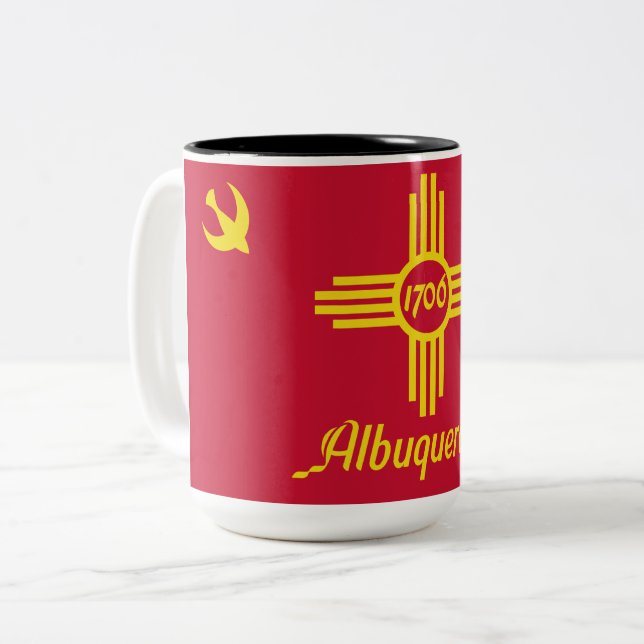 Flagga Albuquerque (New mexico) Två-Tonad Mugg (Framsida vänster)