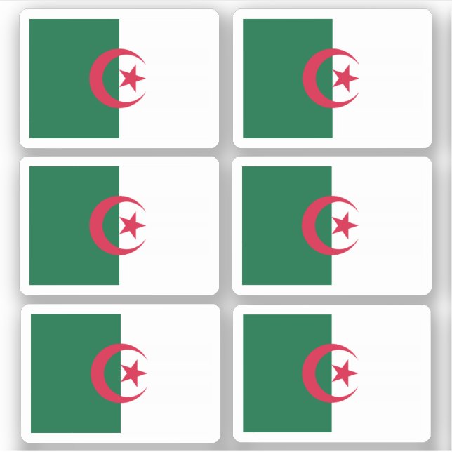 Flagga Algeriet - en samlingsetikett Klistermärken (Framsida)