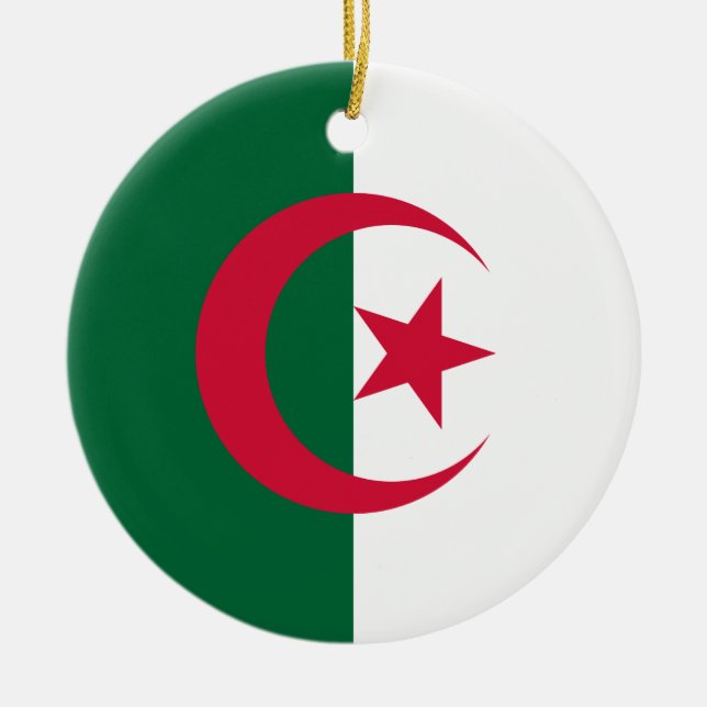 Flagga Algeriet Julgransprydnad Keramik (Framsidan)