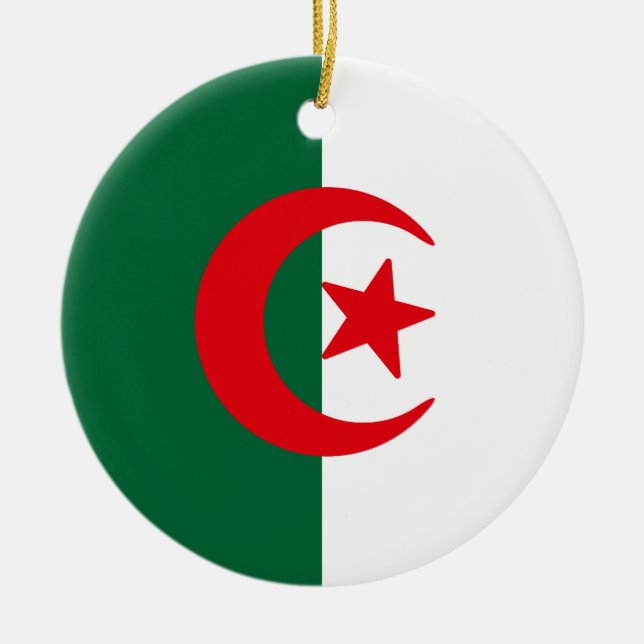 Flagga Algeriet Julgransprydnad Keramik (Framsidan)