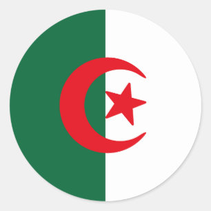 Flagga Algeriet Runt Klistermärke