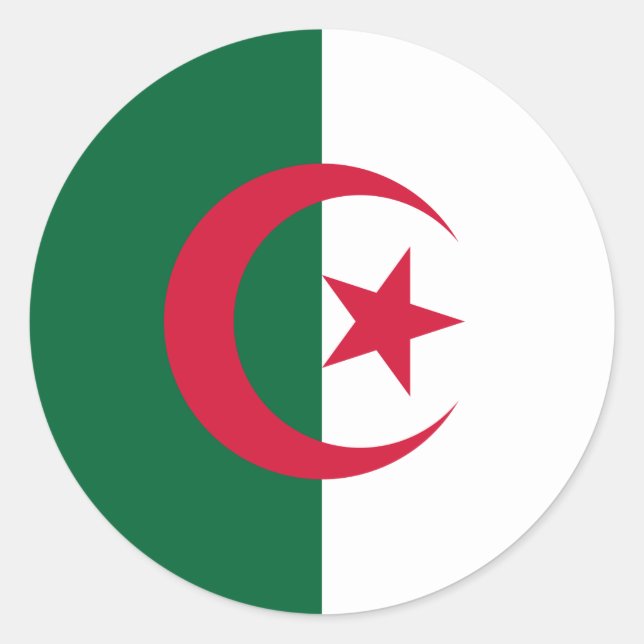 Flagga Algeriet Sticker Runt Klistermärke (Framsida)