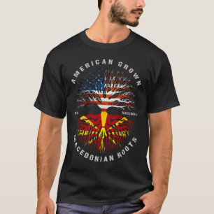Flagga American Grown Macedonian Roots Makedonien T Shirt