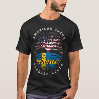 Flagga American Grown Swedish Roots Sverige T Shirt