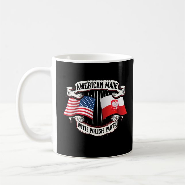 Flagga American Made polska Parts Solidarity Polen Kaffemugg (Vänster)