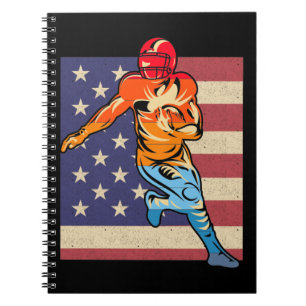 Flagga Amerikanska fotbollsmatchen Retro Boll Spor Anteckningsbok