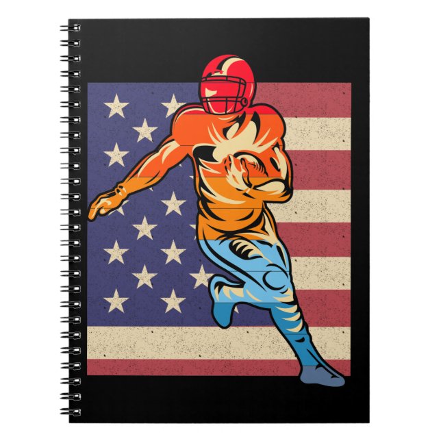 Flagga Amerikanska fotbollsmatchen Retro Boll Spor Anteckningsbok (Framsidan)