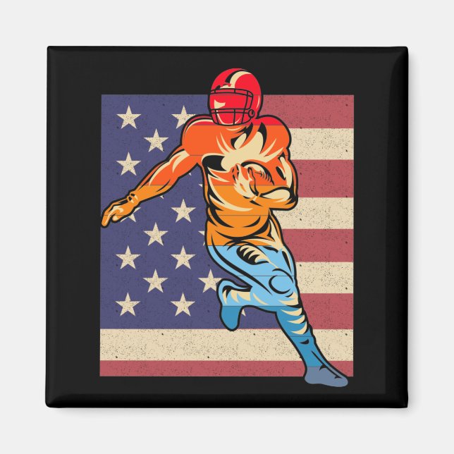 Flagga Amerikanska fotbollsmatchen Retro Boll Spor Magnet (Framsidan)