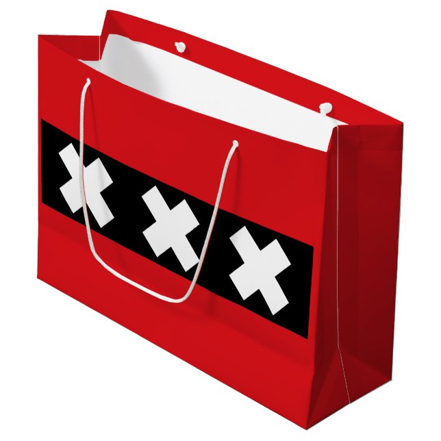 Flagga Amsterdam, Nederländerna (Framsidan Vinklad)