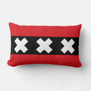 Flagga Amsterdam, Nederländerna Lumbar Pillow Lumbarkudde