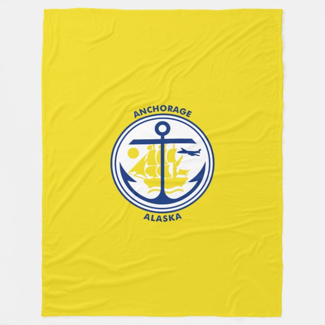 Flagga Anchorage, Alaska Fleece Blanket (Framsidan)