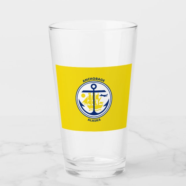 Flagga Anchorage (Alaska) Glaskopp (Framsida)