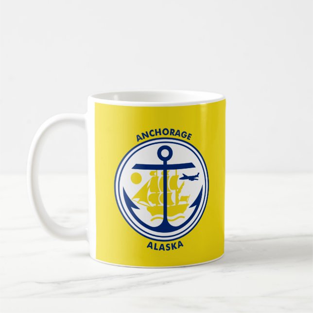 Flagga Anchorage, Alaska Kaffemugg (Vänster)