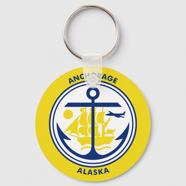 Flagga Anchorage, Alaska Keychain Nyckelring (Framsida)