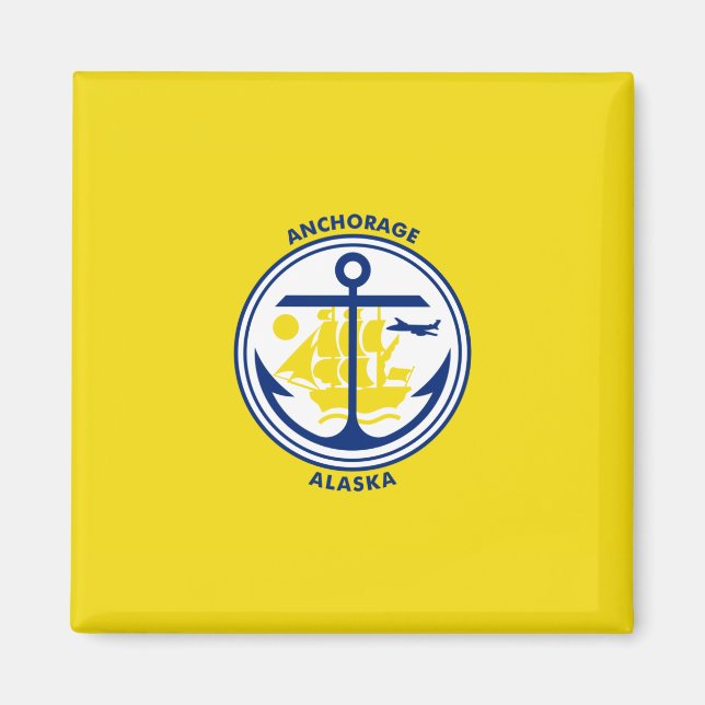 Flagga Anchorage (Alaska) Magnet (Framsidan)