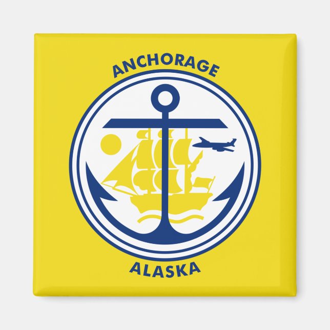 Flagga Anchorage, Alaska Magnet (Framsidan)