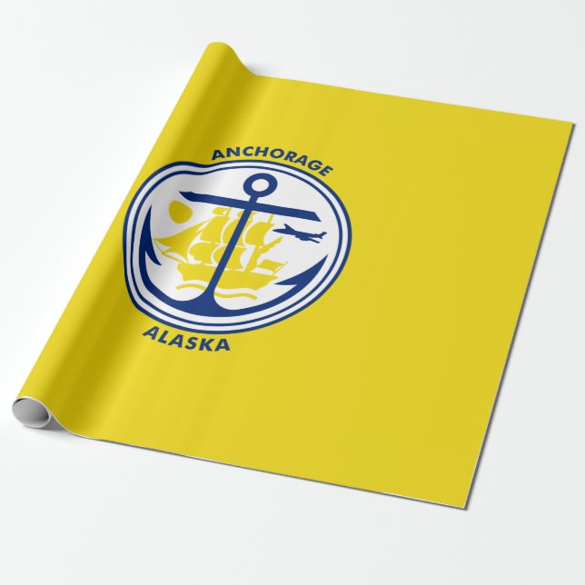Flagga Anchorage (Alaska) Presentpapper (Utrullad)