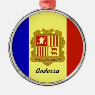 Flagga Andorra Julgransprydnad Metall