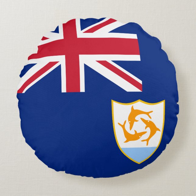 Flagga Anguilla Rund Kudde (Framsidan)