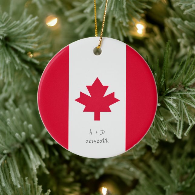 Flagga anpassningsbar Message Canada Julgransprydnad Keramik (Träd)