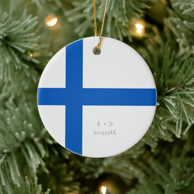 Flagga anpassningsbar Message Finland Julgransprydnad Keramik (Träd)