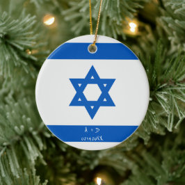 Flagga anpassningsbar Message Israel Julgransprydnad Keramik