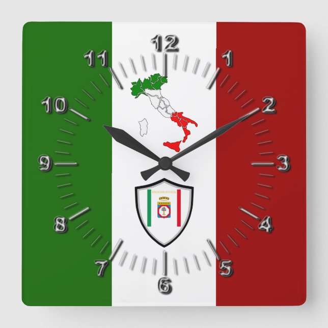 Flagga Apulien (Italien) Fyrkantig Klocka (Framsida)