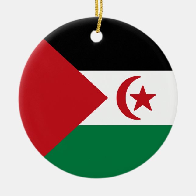 Flagga: Arabrepubliken Sahara Julgransprydnad Keramik (Framsidan)