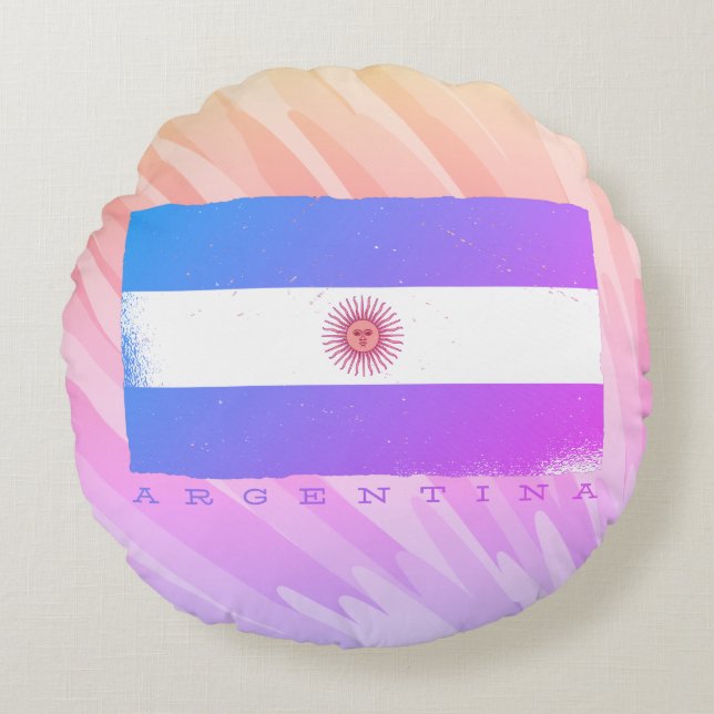 Flagga ARGENTINA Rund Kudde (Framsidan)