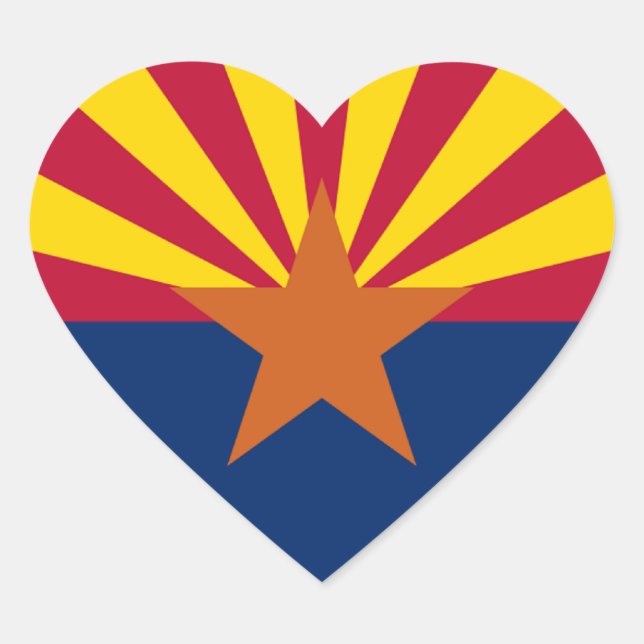 Flagga Arizona Hjärtformat Klistermärke (Framsida)