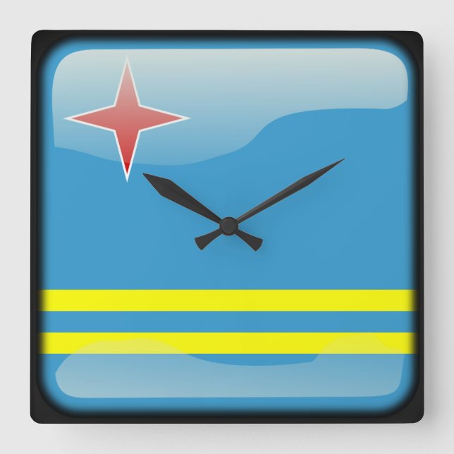 Flagga Aruba Fyrkantig Klocka (Framsida)